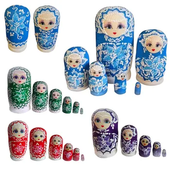 6Pcs Boneca russa de Basswood Mini Gravador de Madeira Descolorir o Aninhamento de Crianças Matryoshka Brinquedo Interativo Meninas Presentes NSV775