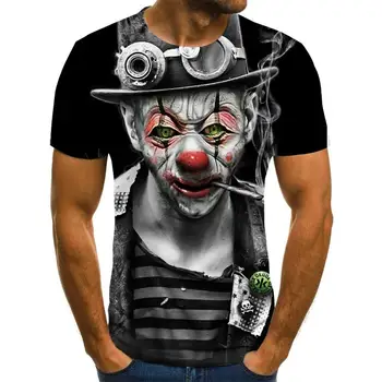 2020 quente-venda de Palhaço em 3D Impresso T-Shirt dos Homens Brincalhão Cara de Macho tshirt 3d Palhaço de Manga Curta, Camisetas divertidas Topos & Tees XXS-6XL
