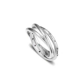 Autêntico de Prata 925 Clara CZ Redemoinho de Simetria Anéis para as Mulheres bodas de Prata Anel de Noivado de Jóias de Moda anillos
