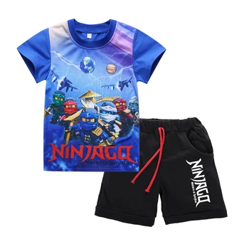 Verão para Crianças de Bebê Meninos Ninja Ninjago Cartoon Roupas Conjuntos de Caráter de Crianças Camisa de Manga Curta Bonito Shorts 2pcs Conjuntos de Vestuário