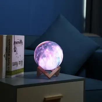 3D Noite do DIODO emissor de Luz da Lua Lâmpada Colorida Alterar Planeta Lâmpada de Decoração Criativa de Presente de Usb Conduziu a Luz da Noite Galaxy Lâmpada Dropshipping