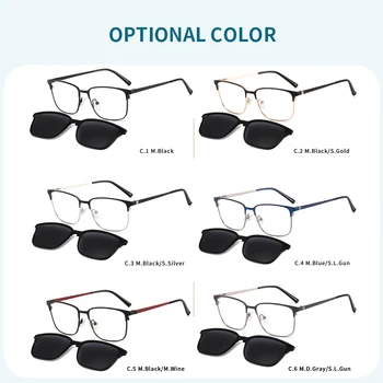 Lenspace Óculos de sol Polarizados Homens 2 Em 1 Clipe Magnético Óculos TR90 Óptico Prescrição de Óculos com Armações de metal Óculos