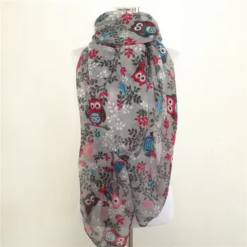 Novas mulheres animal aves coruja lenços de moda viscose cabeça muçulmano popular envoltório de inverno árvore de impressão infinito lenço xales