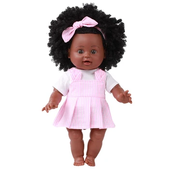 35CM Negro da África Boneca Artesanal de Silicone Vinil Adorável Realistas Bebê Reborn Baby Doll Brinquedos Presentes Menino Menina