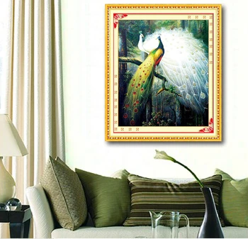 75x65cm bordado,ponto de Cruz,cheia de bordados kit,floresta amor pássaro pavão padrão de impressão Ponto-Cruz handwork pintura