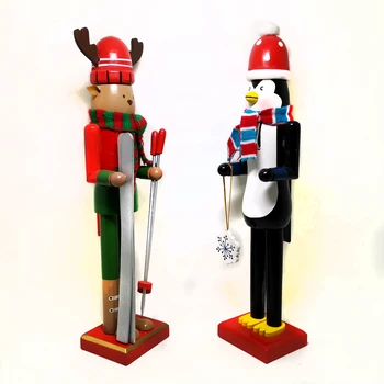 30cm de Renas Penguin Boneco quebra-nozes Raro de Natal, Escultura em Madeira Pintada quebra-nozes Brinquedo Infantil Presente de Natal do Brinquedo ht167