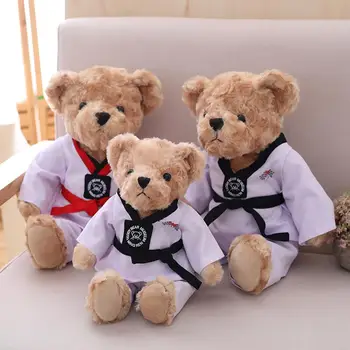 Nova fofo ursinho de pelúcia taekwondo filhote de urso boneca casal de crianças pequenas ursinho de pelúcia boneca de presente do valentim presente de natal calmante boneca