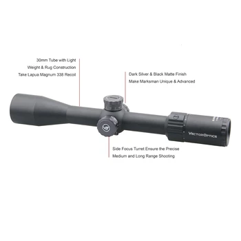 Vetor de Óptica Atirador 4-16x44 FFP Tático Riflescope 1/10 MIL Rifle Âmbito 30mm Monotube para Sniper Tiro ao Alvo de Caça