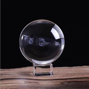 60/80mm Sistema Solar Bola de Cristal Mundo Cósmico 3D Estrelas de Vidro de Quartzo Bola em Miniatura Planetas Modelo de Esfera de Vidro Globo Decoração de Casa