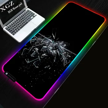 XGZ RGB Luminosa Jogos Black Mouse Pad Colorido Brilhante de grandes dimensões LED USB Estendido Teclado Iluminado PU antiderrapante Manta de Esteira