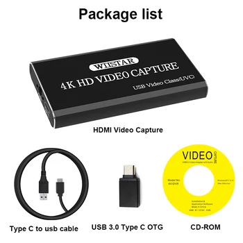 Captura de vídeo HDMI USB Tipo-C 1080P HD Placa de Captura de Vídeo Para TV, PC, PS4 Jogo ao Vivo Streaming Para o Windows sistema operacional Linux
