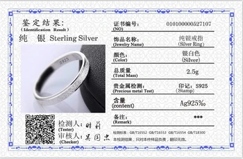 1pcs de Alta qualidade 4mm Simples Anel de Moda Sólida Prata 925 Anel de Homens e Mulheres Exclusiva Casal Anel de Casamento Com Certificado