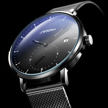 SINOBI Moda Homens Simples Relógio Azul revestimento Casuais Relógios de Quartzo Homens Ultra-fino relógio de Pulso Zegarek Meskie Relógio dom Gratuito