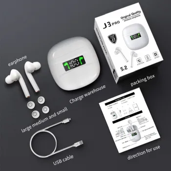 TWS sem Fio Bluetooth Fone de ouvido J3 Pro mãos livres Esportes Mini Fone de ouvido Super Bass PK I10000 I9000 Earset Para Todos os Celulares