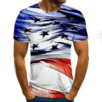Homem T-shirt 3D bandeira de Impressão de Poliéster Spandex Tecido Casual Cool T-Shirt masculina 2020 Novo
