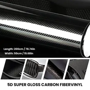 200 cm*50 cm de Alto brilho 5D Fibra de Carbono de Moldagem de Película de Vinil Motocicleta Tablet Adesivos E Decalques Auto Acessórios, Estilo Carro