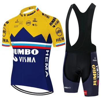 2021 equipe JUMBO VISMA ciclismo jersey verão, seca rápido, jardineiras, shorts de ciclismo roupas masculino respirável uniforme de ciclismo