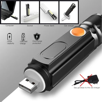 6000LM Recarregável USB Multifuncional Lanterna LED Built-in bateria Poderosa, T6 tocha do Lado do COB Luz da cauda do ímã Luz de Trabalho