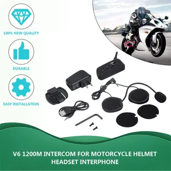 Profissional V6 de Capacetes para motociclistas de Intercomunicação UE/EUA Plug De 6 Pilotos 1200M Intercomunicador Bluetooth Fone de ouvido Walkie Talkie BT Interfone