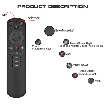 Sem fio Fly Air Mouse Giroscópio De 2,4 G de Voz Inteligente de Controle Remoto para a Caixa de TV Android