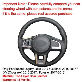 Mão de Costura Carro Volante Tampa Superior de Couro de Vaca Para Subaru Legacy 2016 2017 Outback-2017 XV (Crosstrek) 2016-2017