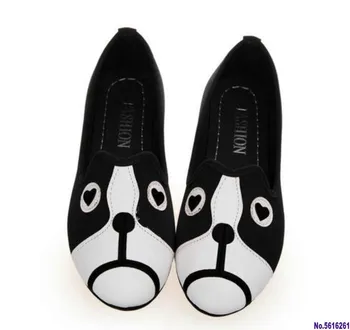 Frete grátis calçados femininos da personalidade do gato cão sapatos de veludo televisão confortáveis apartamentos sapatos 448