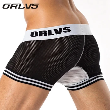 ORLVS Melhor Marca de Venda mais Recente Malha Underwear homens Boxer Modal Homens Sexy Men Boxer Ventilar Plus Size Boxers Homens OR599