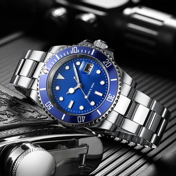 Relógio de mergulho 200m MIYOTA Relógios de Quartzo Homens C3 Super Luminosa Calendário Relógio de Mergulho Moda dos Homens de Aço Inoxidável Relógios