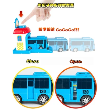 4pcs/set coreia do cartoon modelo em Escala censurar ônibus a pequena miniatura de carro de plástico crianças meninos crianças oyuncak garagem de brinquedos
