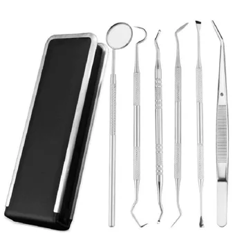 6pc/set Espelho Dental de Aço Inoxidável Dentária Dentista Preparado Conjunto de ferramentas Nova Sonda Dente Kit de Cuidados Instrumento Pinça Enxada, Foice