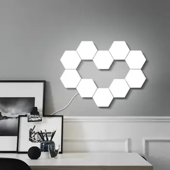 DIY Quantum Luzes LED Hexagonal Lâmpadas Lâmpada de Parede Criativo Geometria de Luz Inteligente Dimmable Sensível ao Toque Modular de Iluminação