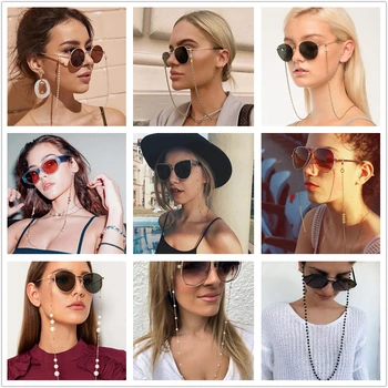 Kissme Óculos de sol Máscara de Correntes Para Mulheres de Vários Acrílico Pérola de Cristal Óculos Cadeias de 2021 Nova Moda Jóias por Atacado
