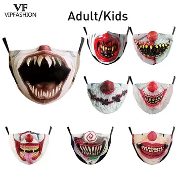 VIP MODA Engraçado Adultos, as Crianças Careta Cara de Palhaço Impressão 3d Máscaras Reutilizáveis Lavável Boca Máscara Respirável Engraçado Tecido Máscaras