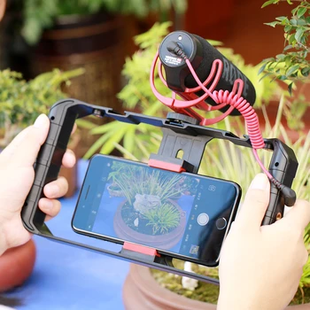 Ulanzi U-Equipamento Pro Smartphone Vídeo Rig 3 Sapato Monta fazer Filme Caso Telefone Portátil Estabilizador de Vídeo Aperto de Montagem de Tripé Stand