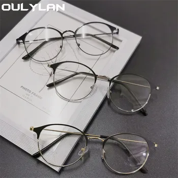 Oulylan Vintage Terminado Miopia Óculos Homens de Metal de Negócios de Curto prazo Óculos Mulheres Prescrição de Óculos para Visão Menos 1,5