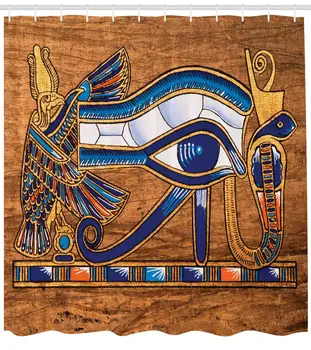 Egípcio Cortina de Chuveiro por Ambesonne Egípcia Antiga Arte Retratando Olho Mosaico de estilos de Design de Tecido de Decoração do Banheiro Definir