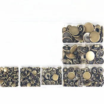 40set Metal Latão Snap Fixador de parafuso prisioneiro de Imprensa Botões Poppers Artesanato de Couro+50set 8MM Rebites de Couro+10pcs de Fixação do Kit de Ferramentas+Caixa