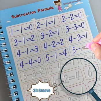 Crianças Educacionais 3D Livro de Exercícios Reutilizáveis Copybook Para Caligrafia Digital de Aprendizagem de Aritmética Matemática a Escrever Livros Para Crianças