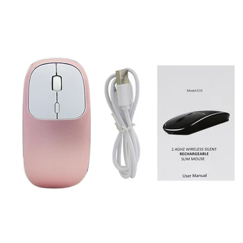 Novo Mouse sem Fio Recarregável Silêncio Mouse da Liga de Alumínio Ergonômico Slim Rosa de Ouro Ratos de Computador 1600DPI Óptico para notebook PC