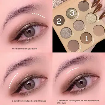 GUICAMI 9 de Cor Completa Matte Eyeshadow Palette Natural de Brilho de Glitter de Maquiagem dos Olhos a Sombra de Olhos de Longa duração Impermeável TSLM2