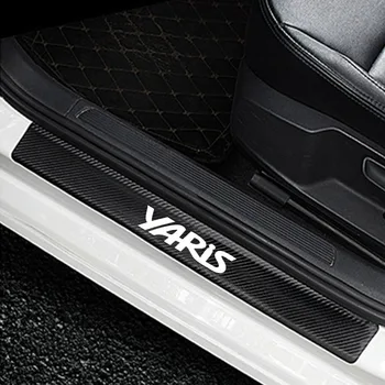 A Fibra De Carbono Carro Adesivos E Decalques Para Toyota Yaris Antiderrapante Soleira Da Porta Protetor Adesivo Decalque De Luxo De Acessórios Para Carros