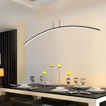 Moderna LED Candelabro Estudo Cozinha sala de estar Sala de Longa Lustre Linha Interior do Arco Pendurado Linha Sala de Jantar Lâmpada