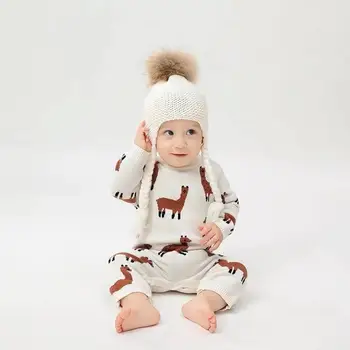 TinyPeople novo Alpaca malha de romper do bebê do inverno roupas para recém-nascido aquecido meninos macacão menina onesie infantil roupas da moda