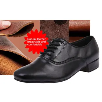 Homens do latino Dança Sapatos Couro Genuíno de Salão Sapatos de Dança Homens Negros Profissional de Dança Sapatos de Sola Macia Plus Size 39-46