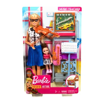 Original Boneca Barbie Professor de Música e Estudante de Boneca Conjunto Brinquedo de Menina da Barbie Violino Menina de Aprendizagem Conjunto Brinquedo Menina Presentes FXP18