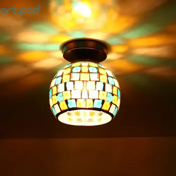 Artpad Retro turco Mosaico Lâmpadas Vitrais Arandelas LED de montagem em Superfície Luzes de Teto para Sala, Quarto de Jantar E27