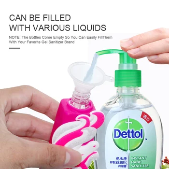 4pcs Multifunções Reutilizável Frasco de Spray Titular Seguro Desinfetante para as Mãos, Gel de Vazio de Viagem Frasco de Perfume de Silicone, Tampa de Shampoo