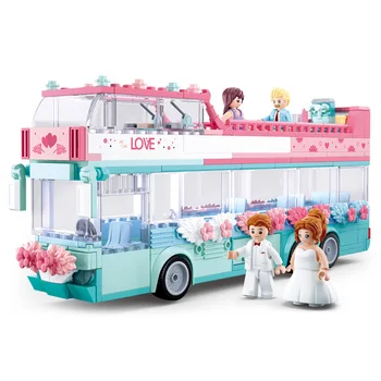 Meninas a Festa de Casamento Compatível Amigos, a Princesa Blocos de Construção da Cidade de Casamento de Ônibus Carro Tijolos Brinquedos para meninas