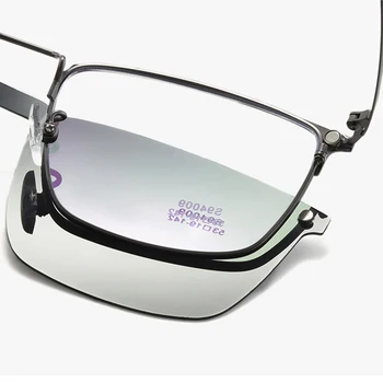 Óculos com Prescrição de Óculos com Armação de Óculos com Magnético Polarizado com Clipe de Metal Óculos de Armação Completa Aro Retangular