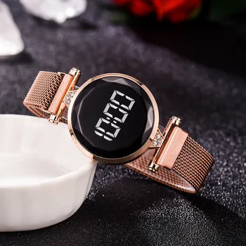 Moda das Mulheres Assistir a Mulher do Relógio de Mostrador Digital aço Inoxidável Relógio feminino Para Mulheres do Ouro de Rosa do relógio Relógio Analógico relógio de Pulso